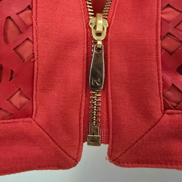 Peter Nygard Coral Red Leatherwork Jacket Blazer - Picture 6 of 15